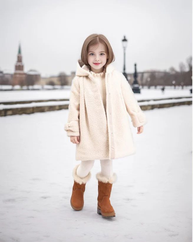 Baby Girls Faux Fur Jacket Cute Ear Hooded Fluffy Fleece Coat Kids Winter  Warm